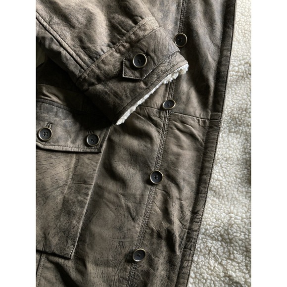NWOT BIX13 Men's 46 Premium Quality Leather Coat Tom Hardy Bane Faux Shearling - Picture 3 of 16